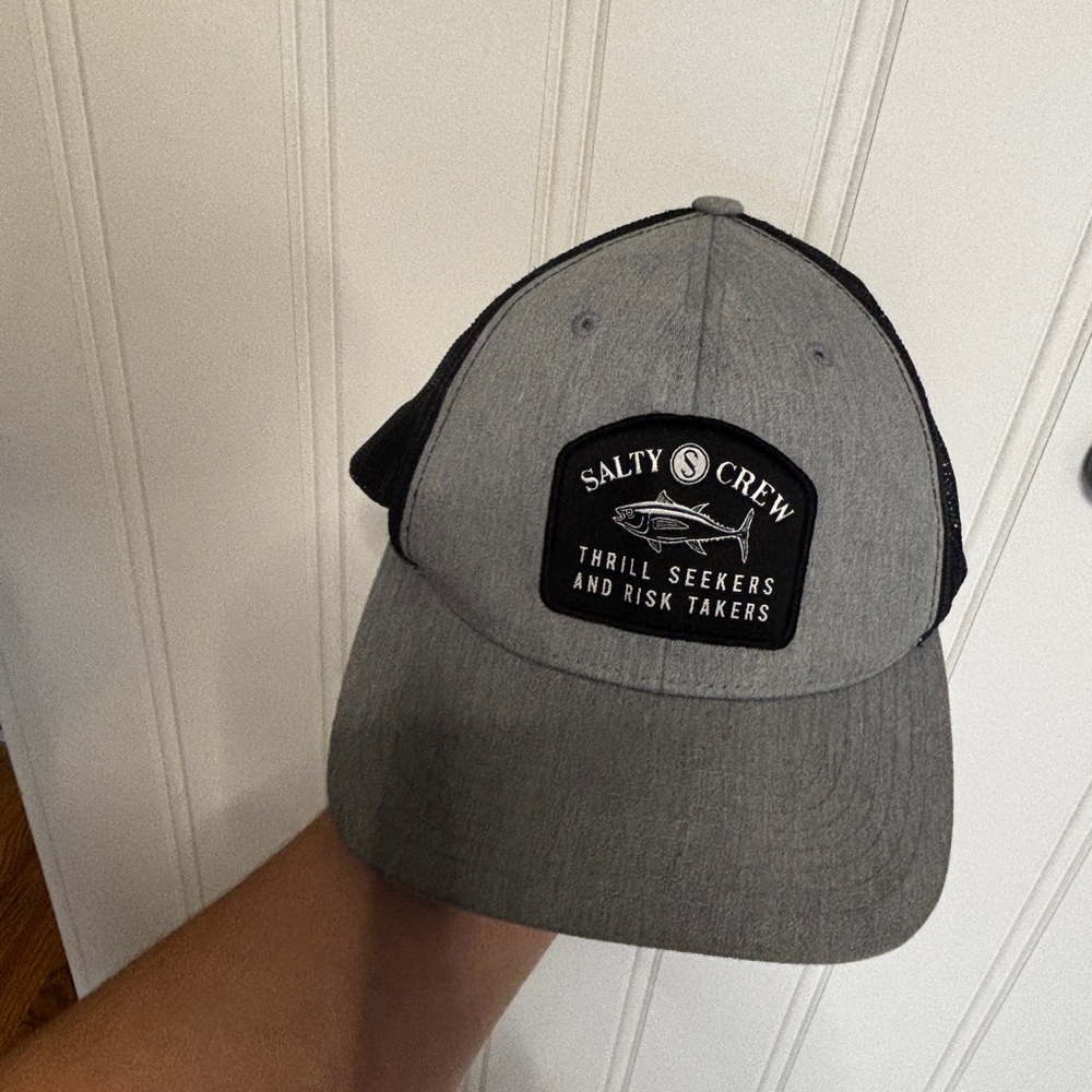 Salty Crew Grey & Black Patch Trucker Hat